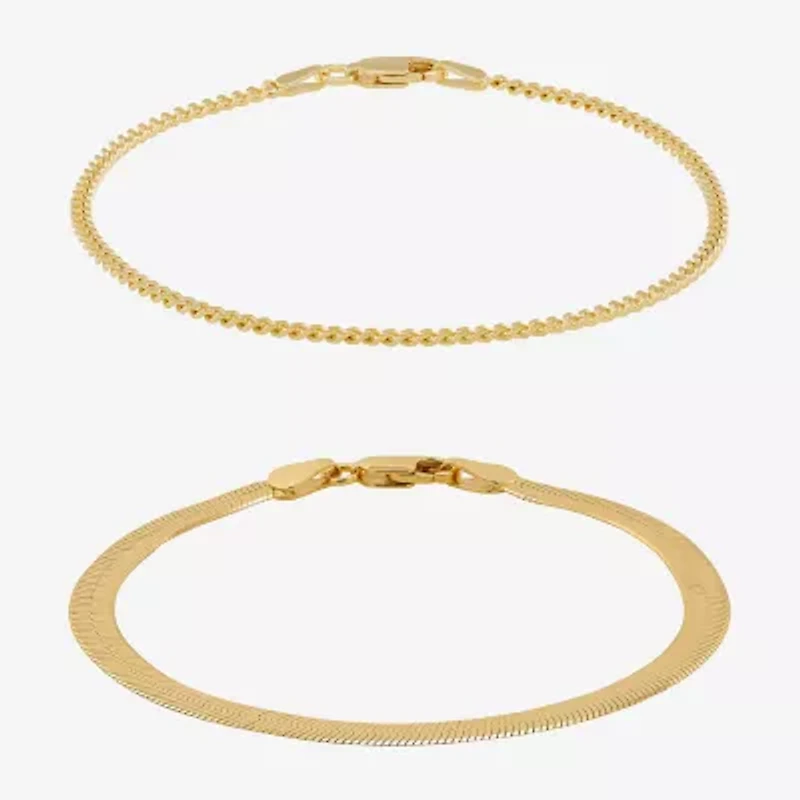 Silver Addiction Womens 2-pc. 14K Gold Over Silver Bracelet Set