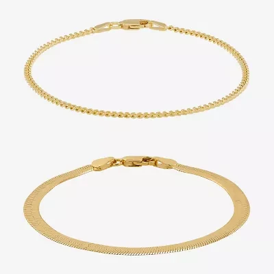 Silver Addiction Womens 2-pc. 14K Gold Over Silver Bracelet Set