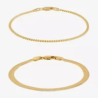 Silver Addiction Womens 2-pc. 14K Gold Over Silver Bracelet Set