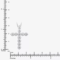 Cross (F/Si2) Womens 2 CT. T.W. Lab Grown White Diamond Sterling Silver Cross 18 Inch Pendant Necklace