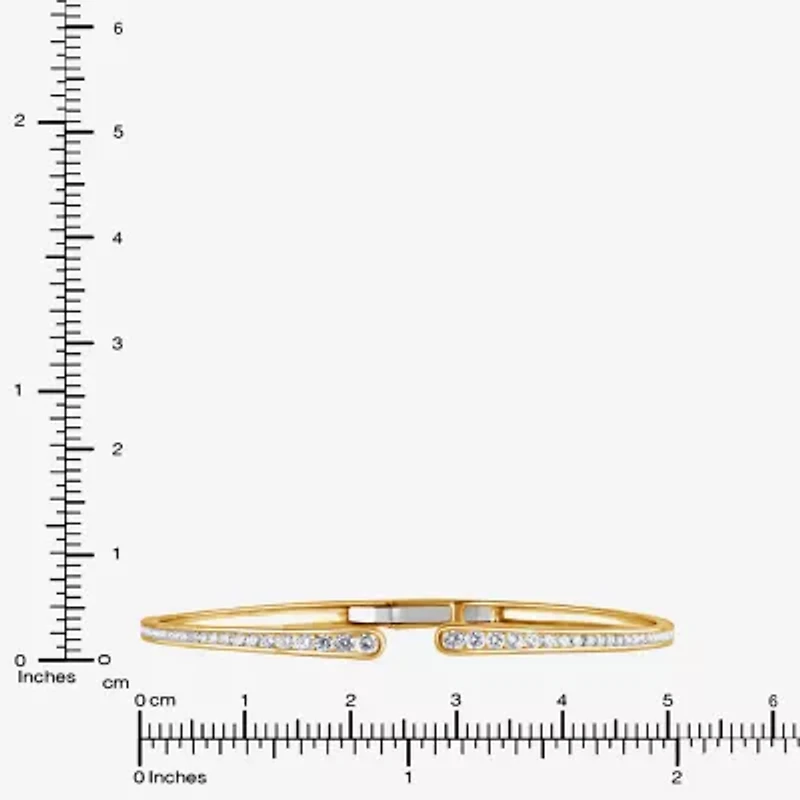 (F, Vs2) Womens 1 CT. T.W. Lab Grown White Diamond 14K Gold Over Silver Bangle Bracelet