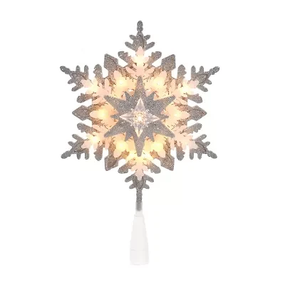 Kurt Adler 13.75" 20-Light Silver And White Glittered Snowflake Indoor Tree Skirt