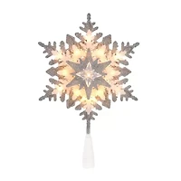 Kurt Adler 13.75" 20-Light Silver And White Glittered Snowflake Indoor Tree Skirt