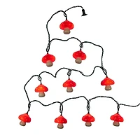 Kurt Adler 12' 10-Light Mushroom With Green Wire String Lights