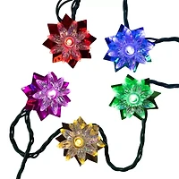 Kurt Adler 15.7' 20-Light Multicolor Led Clear Lotus Flower With Green Wire String Lights