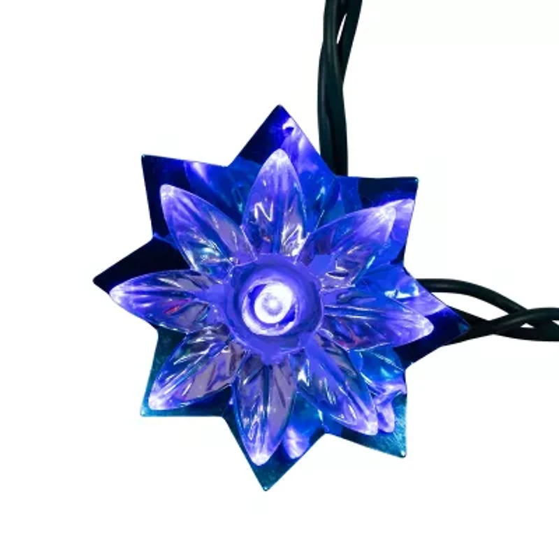 Kurt Adler 15.7' 20-Light Multicolor Led Clear Lotus Flower With Green Wire String Lights
