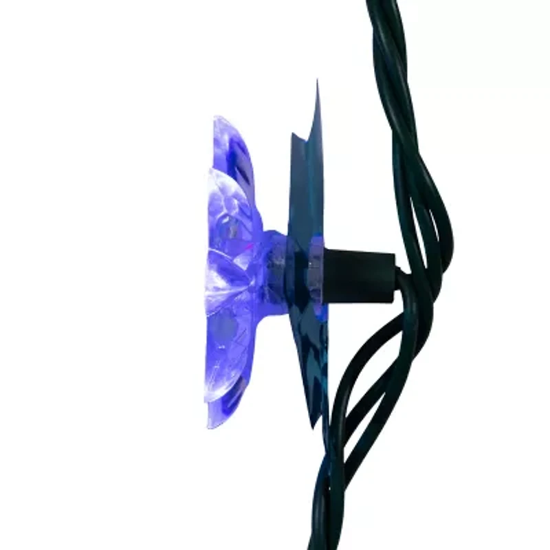 Kurt Adler 15.7' 20-Light Multicolor Led Clear Lotus Flower With Green Wire String Lights