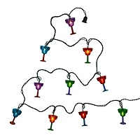 Kurt Adler 12' 10-Light Margarita Glass With Green Wire String Lights