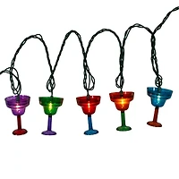 Kurt Adler 12' 10-Light Margarita Glass With Green Wire String Lights