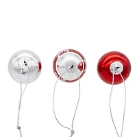 Kurt Adler 35mm Glass Red And Silver With Snowflake Ball 12-pc. Christmas Ornament