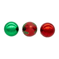 Kurt Adler 35mm Glass Green And Red With Holly Leaves Ball 12-pc. Christmas Ornament