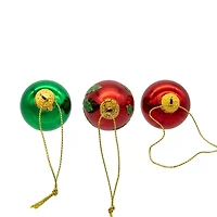 Kurt Adler 35mm Glass Green And Red With Holly Leaves Ball 12-pc. Christmas Ornament