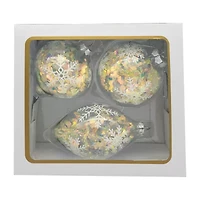 Kurt Adler 90mm Glass Iridescent Snowflake Ball Finial And Onion 3-pc. Christmas Ornament