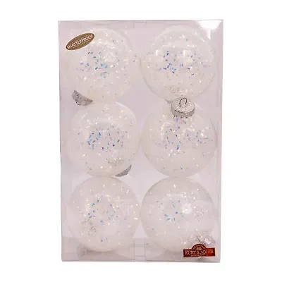 Kurt Adler 100mm Shatterproof Iridescent Glittered Balls 6-pc. Christmas Ornament