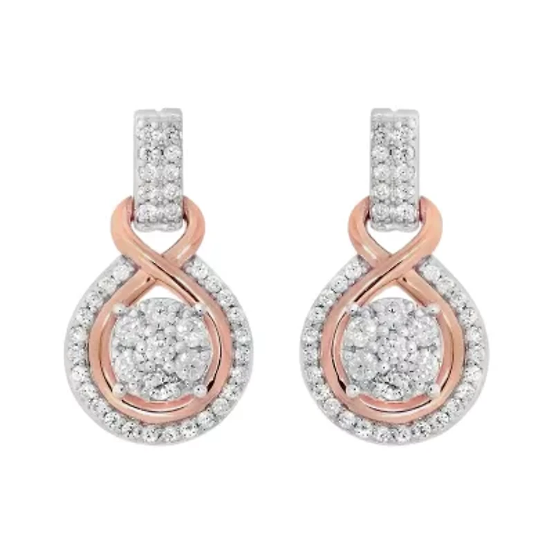 Womens 1/2 CT. T.W. Genuine White Diamond 10K Gold Drop Earrings