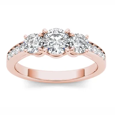 1 1/ CT.T.W. Natural Round Diamond 14K Gold 3-Stone Ring