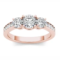 1 1/ CT.T.W. Natural Round Diamond 14K Gold 3-Stone Ring