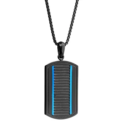 Mens Stainless Steel Dog Tag 24 Inch Pendant Necklace