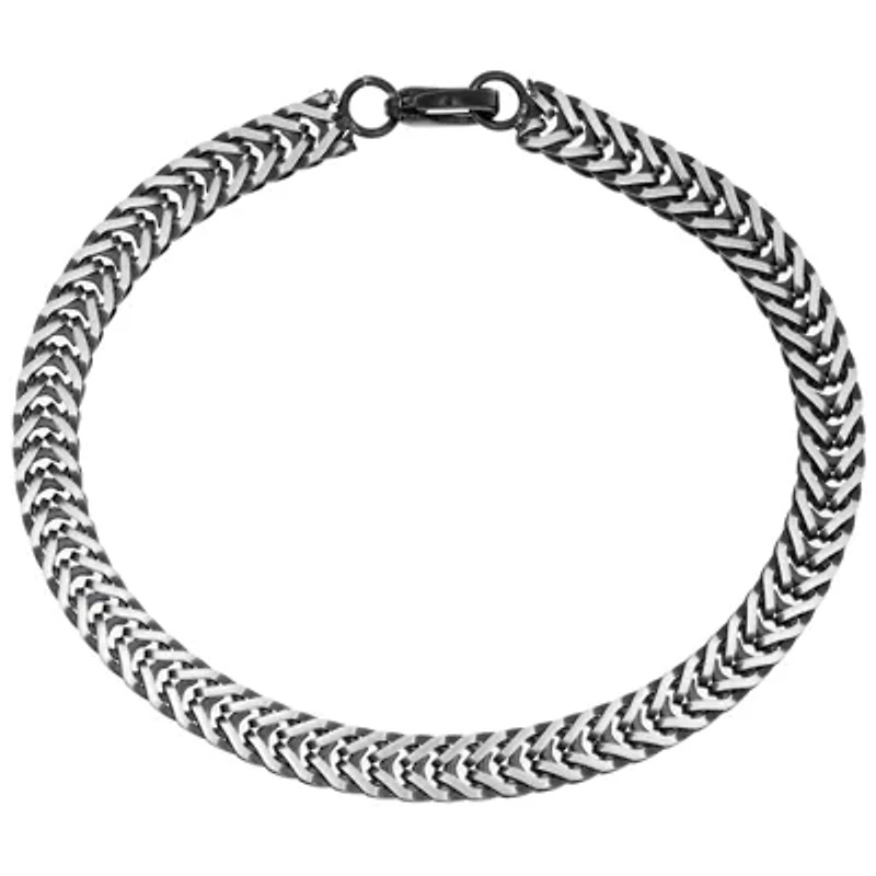 Mens Stainless Steel 8 1/2 Inch Solid Herringbone Chain Bracelet