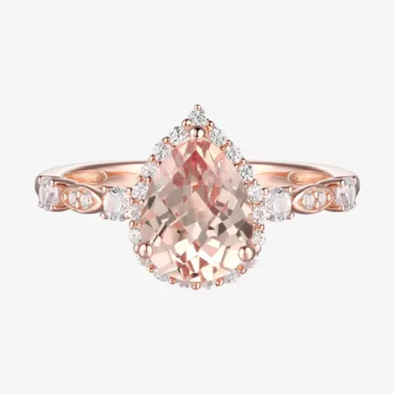 Yes, Please! Womens Lab Created Pink Sapphire 14K Rose Gold Over Silver Sterling Silver Cocktail Ring