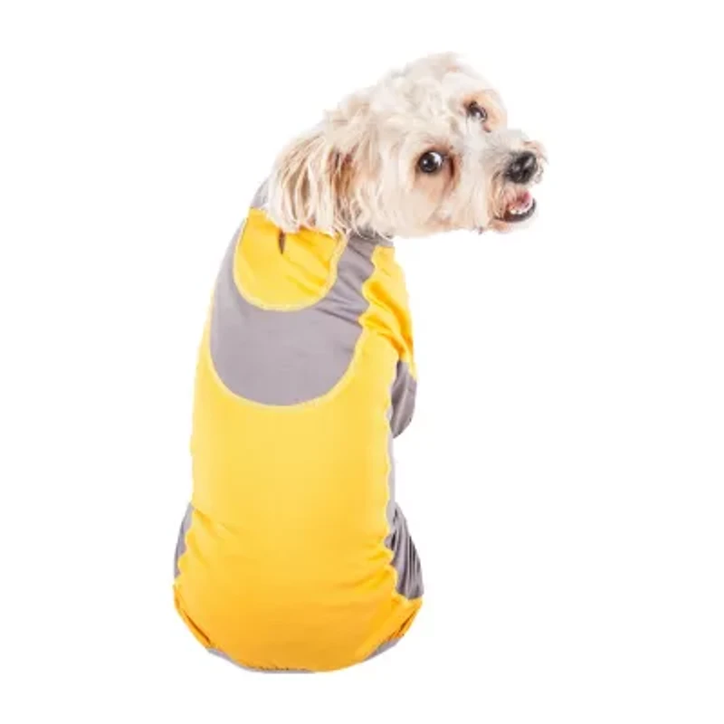 Pet Life ® Active 'Warm-Pup' Heathered Performance 4-Way Stretch Two-Toned Full Body Warm Up