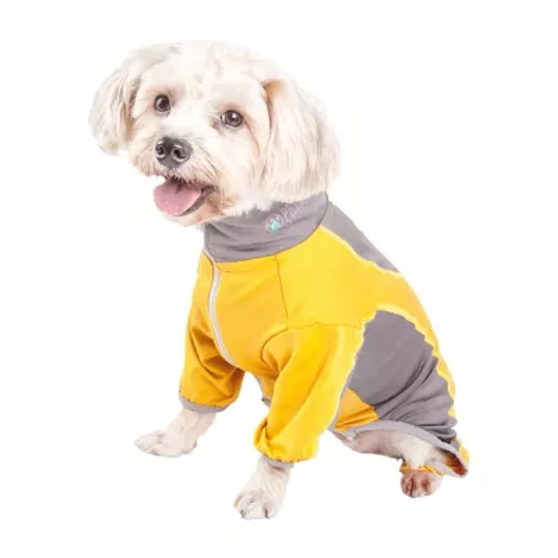 Pet Life ® Active 'Warm-Pup' Heathered Performance 4-Way Stretch Two-Toned Full Body Warm Up
