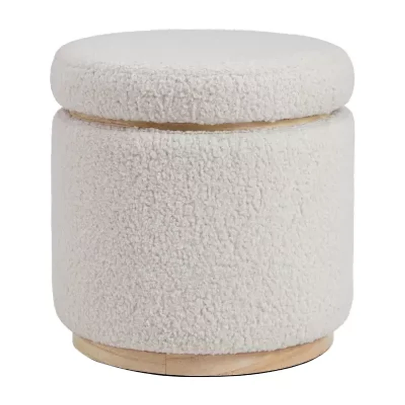 Berlinda Sherpa Round Storage Ottoman