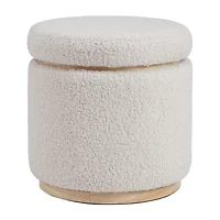 Berlinda Sherpa Round Storage Ottoman