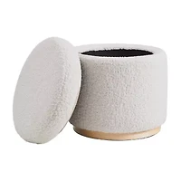 Berlinda Sherpa Round Storage Ottoman