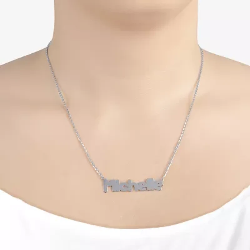 Womens Sterling Silver Inch Name Necklace