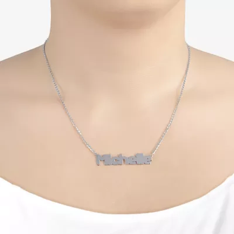 Womens Sterling Silver Inch Name Necklace