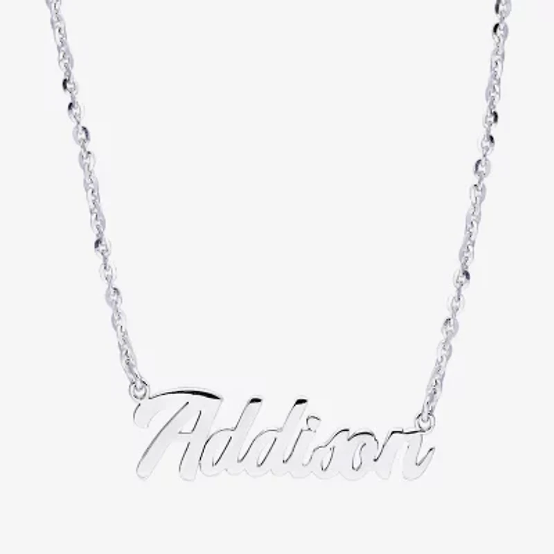 Womens Sterling Silver Inch Name Necklace