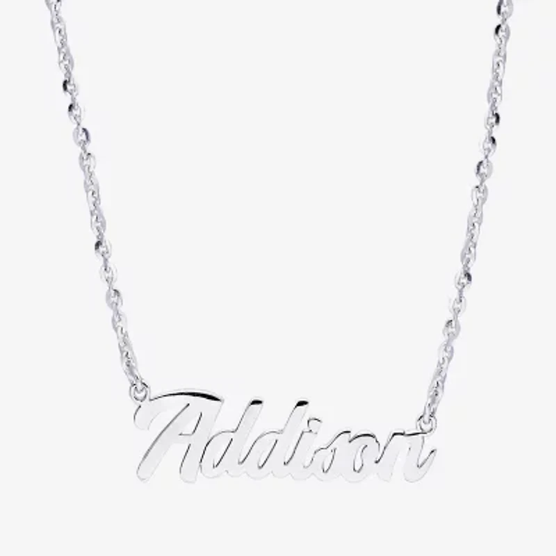 Womens Sterling Silver 18 Inch Name Necklace