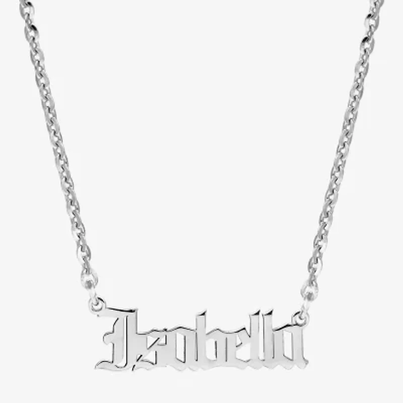 Womens Sterling Silver Inch Name Necklace