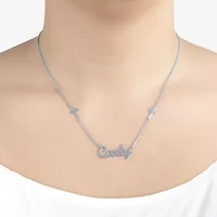 Womens Sterling Silver 16 Inch Name Necklace