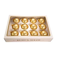 Kurt Adler 60MM Gold With Pattern Glass Ornaments 12-Piece Box