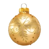 Kurt Adler 60MM Gold With Pattern Glass Ornaments 12-Piece Box