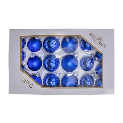 Kurt Adler 60-80MM Shiny and Matte Blue Balls 20 Piece Set