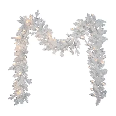 Kurt Adler 9-Foot Pre-Lit Warm White LED Jackson White Pine Garland