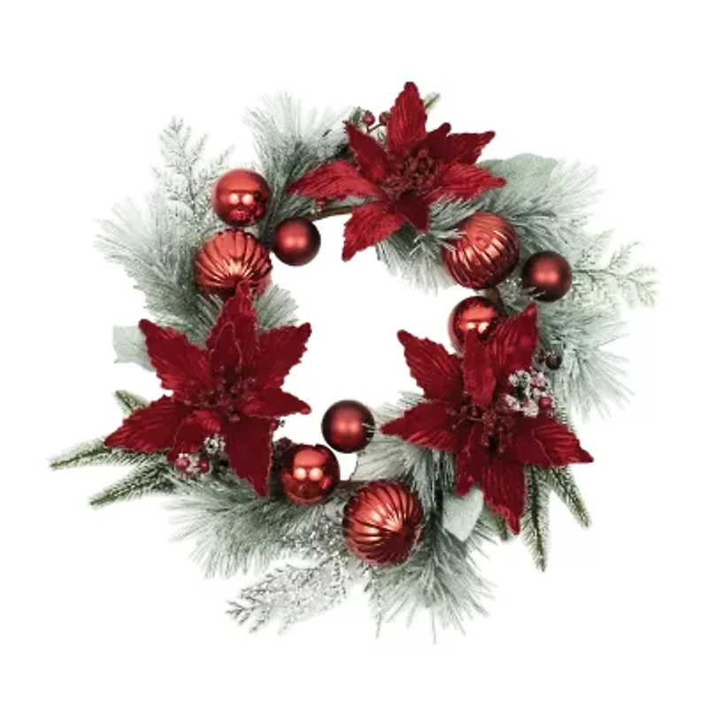 Kurt Adler Berry And Poinsettia Wreath