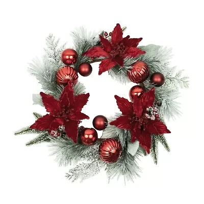 Kurt Adler Berry And Poinsettia Wreath