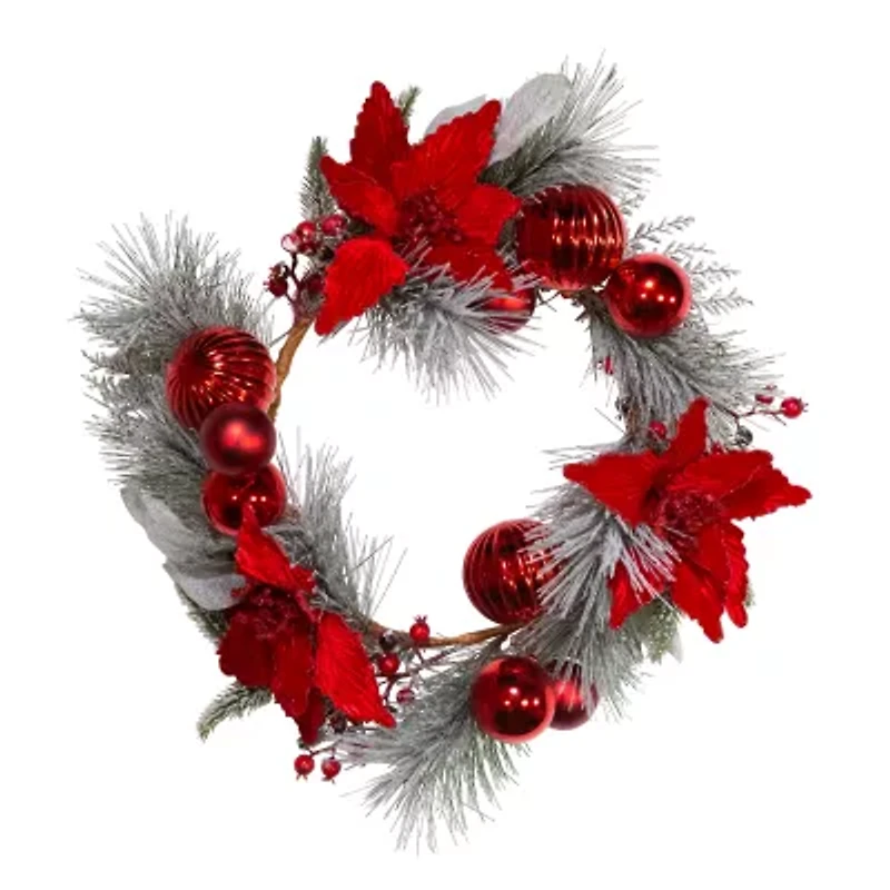 Kurt Adler Berry And Poinsettia Wreath