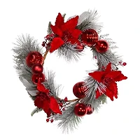 Kurt Adler Berry And Poinsettia Wreath