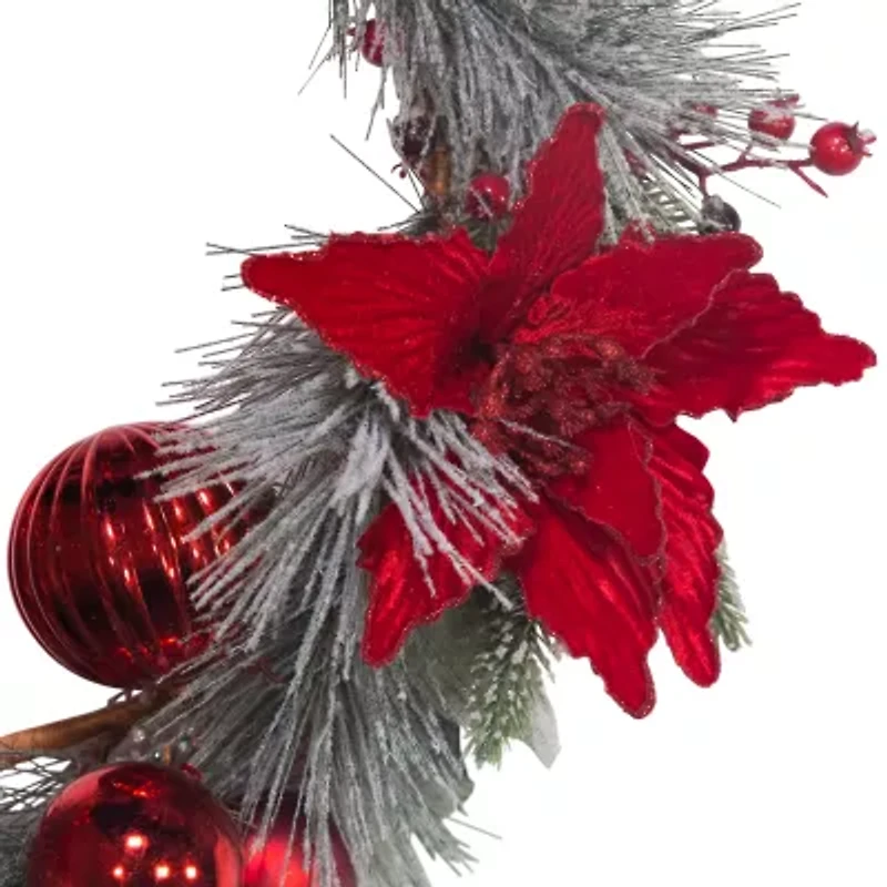 Kurt Adler Berry And Poinsettia Wreath