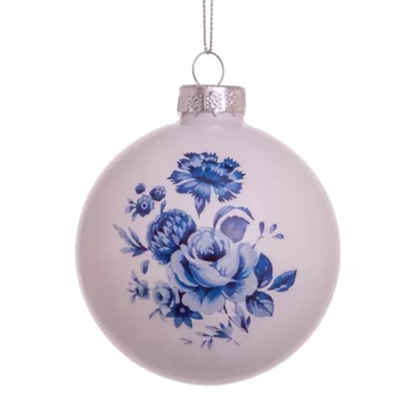 Kurt Adler 80MM Delft Blue Shiny Glass Ball Ornaments 6-Piece Set