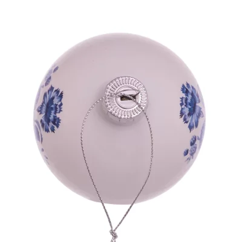Kurt Adler 80MM Delft Blue Shiny Glass Ball Ornaments 6-Piece Set