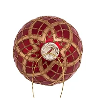 Kurt Adler 80MM Red with Gold Plaid Glass Ball Ornaments 6-Piece Set
