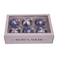 Kurt Adler 80MM Navy Blue Glass Ball Ornaments 6-Piece Set