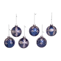 Kurt Adler 80MM Navy Blue Glass Ball Ornaments 6-Piece Set