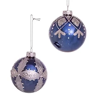 Kurt Adler 80MM Navy Blue Glass Ball Ornaments 6-Piece Set